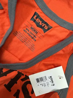 NWT Levi’s Orange Mens Graphic Tank Top Size Medium thumbnail 3