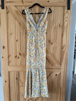 Lulus Watching the Blooms Yellow Floral Print High-Low Midi Dress thumbnail 8