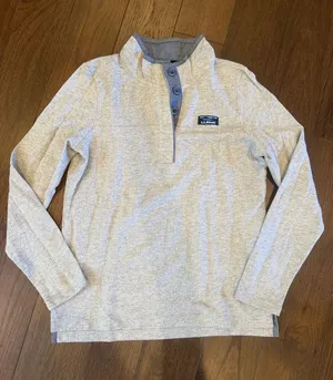 L.L. Bean Light Gray Heather Henley Pullover Size Small thumbnail 1