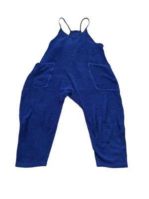 Free People Movement Hot Shot Cuddle Up Cozy Jumpsuit Size L Prep School Blue thumbnail 3