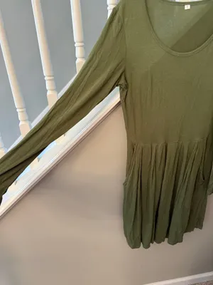 army green long sleeve dress thumbnail 2