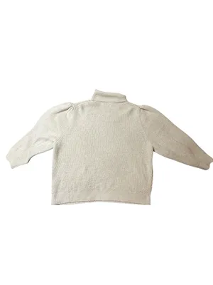 J. Crew XXL Beige Wool Blend Ribbed Turtleneck Puff Balloon Sleeve Sweater thumbnail 4
