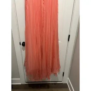 MAC DUGGAL Size 16 Coral Gown Wedding Formal Ball Gown Pleated Bodice Sequins thumbnail 9