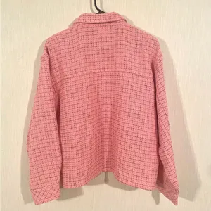 Entro Pink Tweed Button Up Shirt Jacket Shacket Barbiecore Feminine Size Medium thumbnail 2