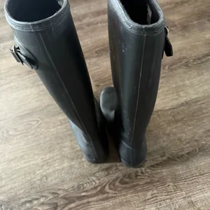 HUNTER Original Rain Boots Tall Women 9 Black Slip On Waterproof Buckle Rubber thumbnail 9
