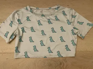 dino crop top White thumbnail 1