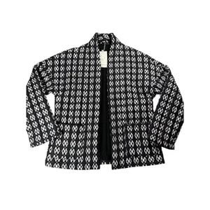 NWT Automet Quilted Open Front Jacket Black White Ikat‎ Small Boho thumbnail 3