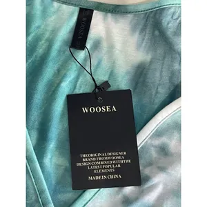 WOOSEA Size S Women’s Sleeveless Deep V-Neck Maxi Dress Blue Green Tie Dye Boho thumbnail 7