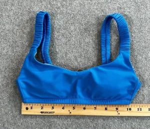 J Crew Scrunchie-strap Squareneck Bikini Swim Top Women's XXS Blue New BM431 thumbnail 3