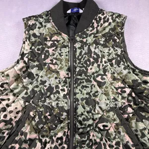 Great Northwest Indigo Leopard Camo Quilted Puffer Vest Green Large Gorpcore thumbnail 1