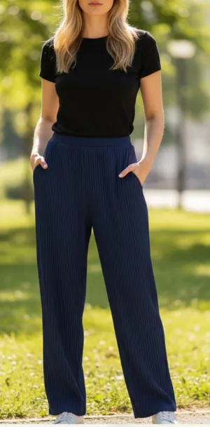NWT ZARA High Waisted Ribbed Pleated Wide Leg Crop Pant Trouser Medium thumbnail 1