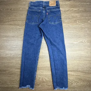 Levi's Premium Wedgie Straight Jeans Womens 23 High Rise Crop Raw Hem Blue 23x26 thumbnail 12