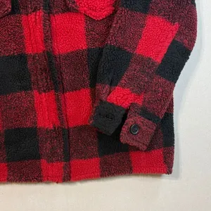 GAP Red and Black Plaid Teddy Jacket thumbnail 4