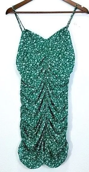 Lulus Bright Green Rouched Mini Dress Spaghetti Straps Bachelorette‎ Party thumbnail 1