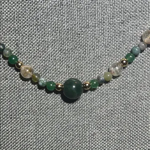 Handmade Moss Agate + Citrine + Green Aventurine Beaded Necklace * ✨ thumbnail 3