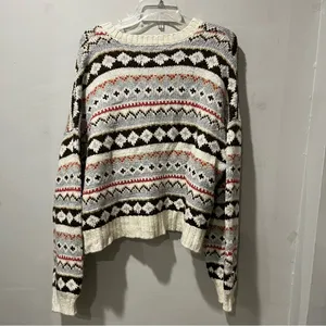 American Eagle Women’s Multicolored Cropped Cardigan Ski Sweater Size Large‎ thumbnail 10