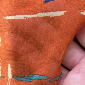 Edge Lightweight Sheer Printed Sleeveless Blouse Orange Blue Cream Size Large thumbnail 5