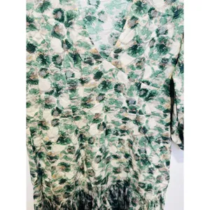 MARYSIA Green White Floral Printed 100% Cotton Drop Waist Imperialis Dress M thumbnail 10