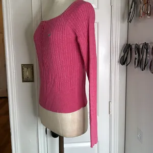 Aeropostale y2k label cableknit cropped half button sweater butterfly logo thumbnail 10