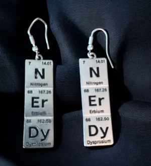 Silver tone chemist periodic table dangle earrings thumbnail 1