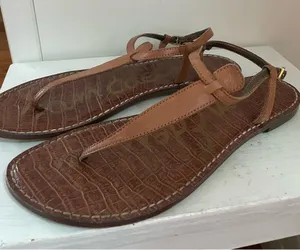 Sam Edelman Classic Brown Leather T-Strap Women’s Sandals Size 11 thumbnail 1
