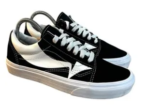 Vans Shoe Old Skool Warp Women 8.5 Men 7 Black White Canvas Sneakers thumbnail 1