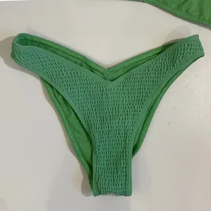 Hollister Sage Green Textured Triangle‎ Wrap Bikini Set S Top XS Cheeky Bottoms thumbnail 3