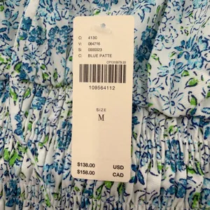 By Anthropologie cotton smocked mini dress blue floral thumbnail 3