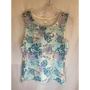 Christopher Banks NWT Woman L Sleeveless Scoop Neck Soft Floral Cottagecore Top thumbnail 8