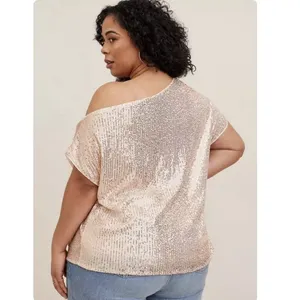 NWT‎ Torrid Gold Sequin Off The Shoulder Short Sleeve Pullover Top Size 6X thumbnail 4