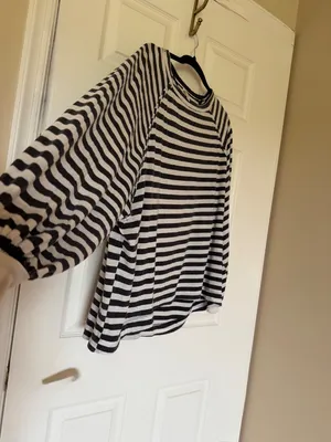FREE PEOPLE MOVEMENT She's Everything Stripe Shirt In Black/ White - XS thumbnail 6