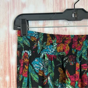 Mudd Y2K Pull On Flare Leg Boho Black Floral Red Tropical Blue Print Pants Sz M thumbnail 8
