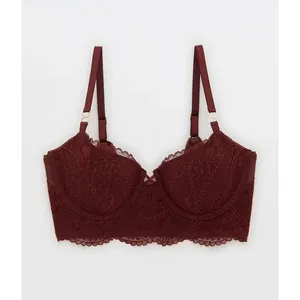 Aerie Real Power Paisley Lace Balconette Bra Royal Berry Size 34C thumbnail 11
