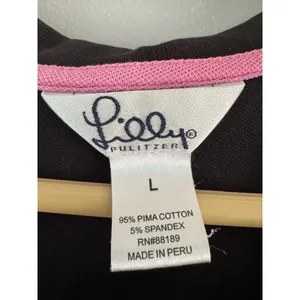 Lilly Pulitzer Black Pima Cotton Short Sleeve Polo Shirt Women’s Size Large thumbnail 4
