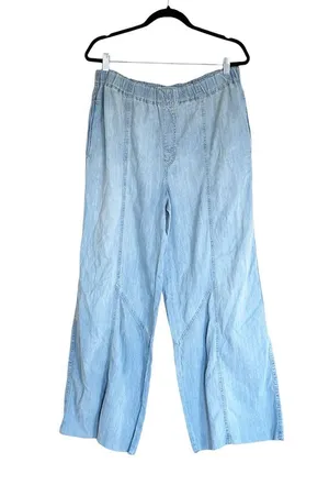 Nwot We The Free X Free People Wide Leg Pull On Frayed Hem Pant Medium thumbnail 4