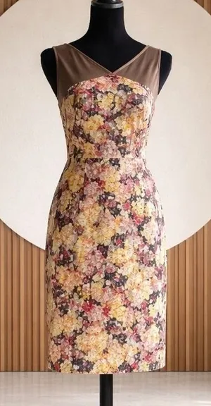 Anthropologie Zehavale Floral Mesh Sheath Dress Sleeveless‎ Romantic Size 4 Boho thumbnail 1