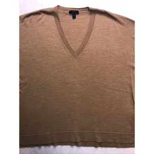 J.Crew V-Neck Sweater Women XL Brown Merino Wool‎ Oversized Pullover Classic thumbnail 3