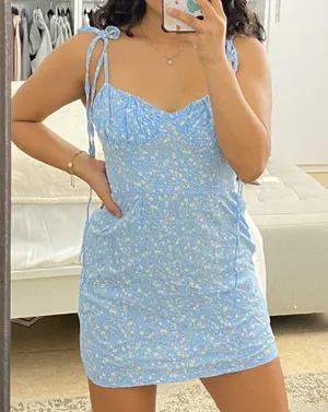 Princess Polly Baby Blue Floral Dress thumbnail 2