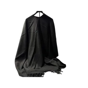 V. Fraas Black Acrylic Fringe Wrap Shawl Open Front Cape One Size thumbnail 4