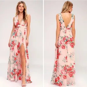Lulu’s Garden Meandering Maxi Dress Blush Floral NEW WITH TAGS Small thumbnail 3