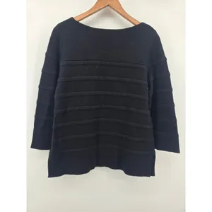 Lacoste Sweater Womens 38 Wool Cashmere F 5543 Black‎ Ribbed EUC thumbnail 4