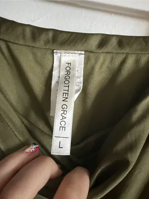 Forgotten Grace Satin Midi Olive Skirt thumbnail 2