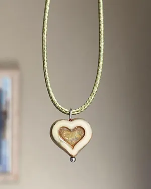 Handmade unique quality Czech glass heart bead fairy boho vintage retro style necklace🌿✨ thumbnail 1