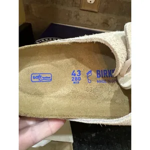 BIRKENSTOCK ARIZONA BS SOFT FOOTBED Modern SUEDE ANTIQUE WHITE Size 10 Men's thumbnail 5