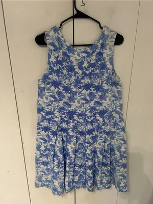 PARAGON White and Blue Floral Sleeveless Midi Dress thumbnail 6