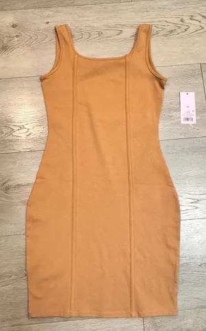 Wild Fable Womens Tank Dress XSmall XS Orange‎ Ribbed Bodycon Square Neck thumbnail 1