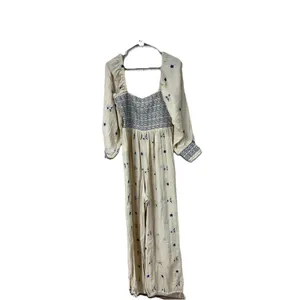 Free People Dahlia Embroidered Jumpsuit Smocked Off The Shoulder Pull-On Med NEW thumbnail 7