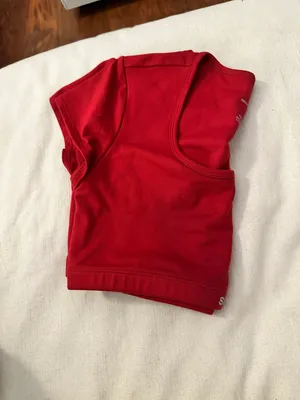 Set Active scoop neck short sleeve red bra top thumbnail 2