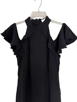 NWT Amanda Uprichard Haven Open Shoulder Ruffle Dress In Black Size S thumbnail 5
