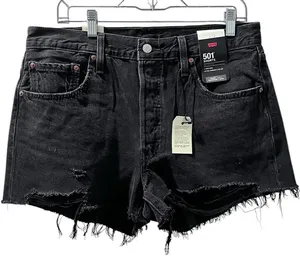Levi's 501 NWT Black Cut Off Denim Jean Shorts Size 32 Distressed Casual thumbnail 1